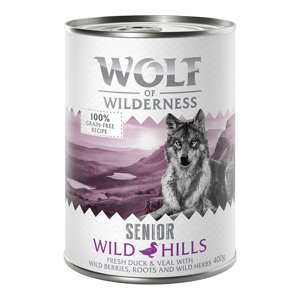 Výhodné balení: Wolf of Wilderness Senior 12 x 400 g - Wild Hills - kachní & telecí